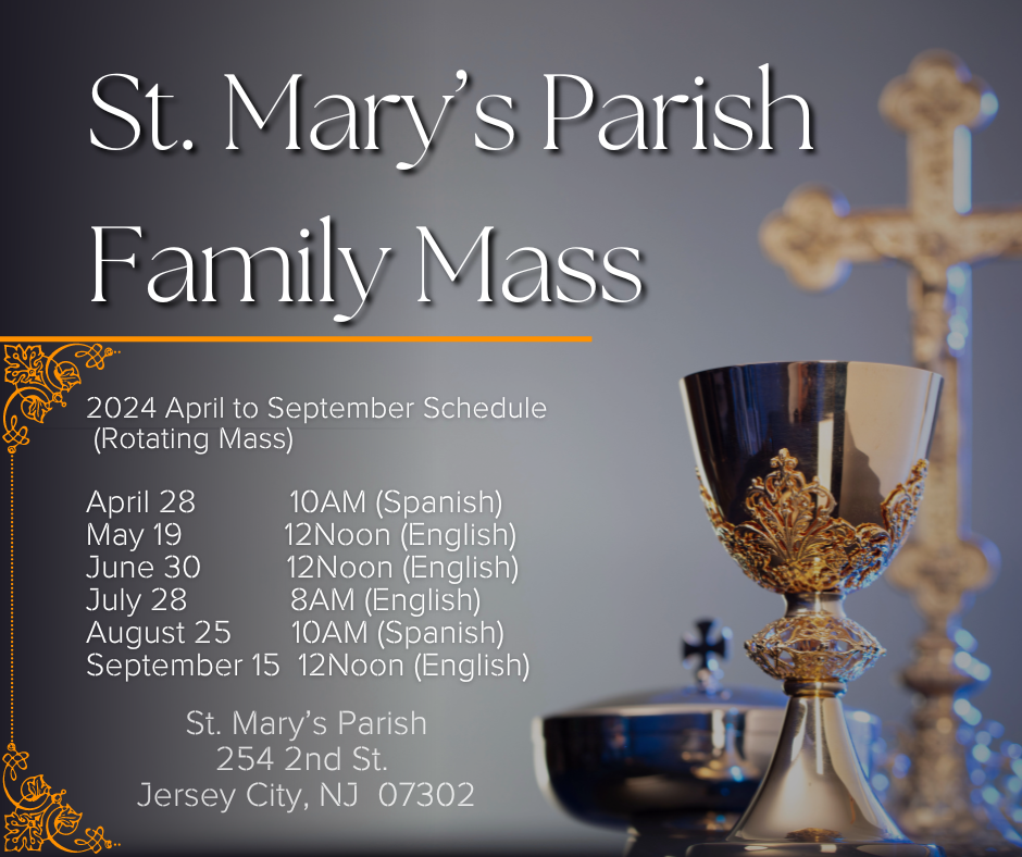 Family Mass Flyer - St. Mary's Parish and Save the Date CCD Regis 2024-2025