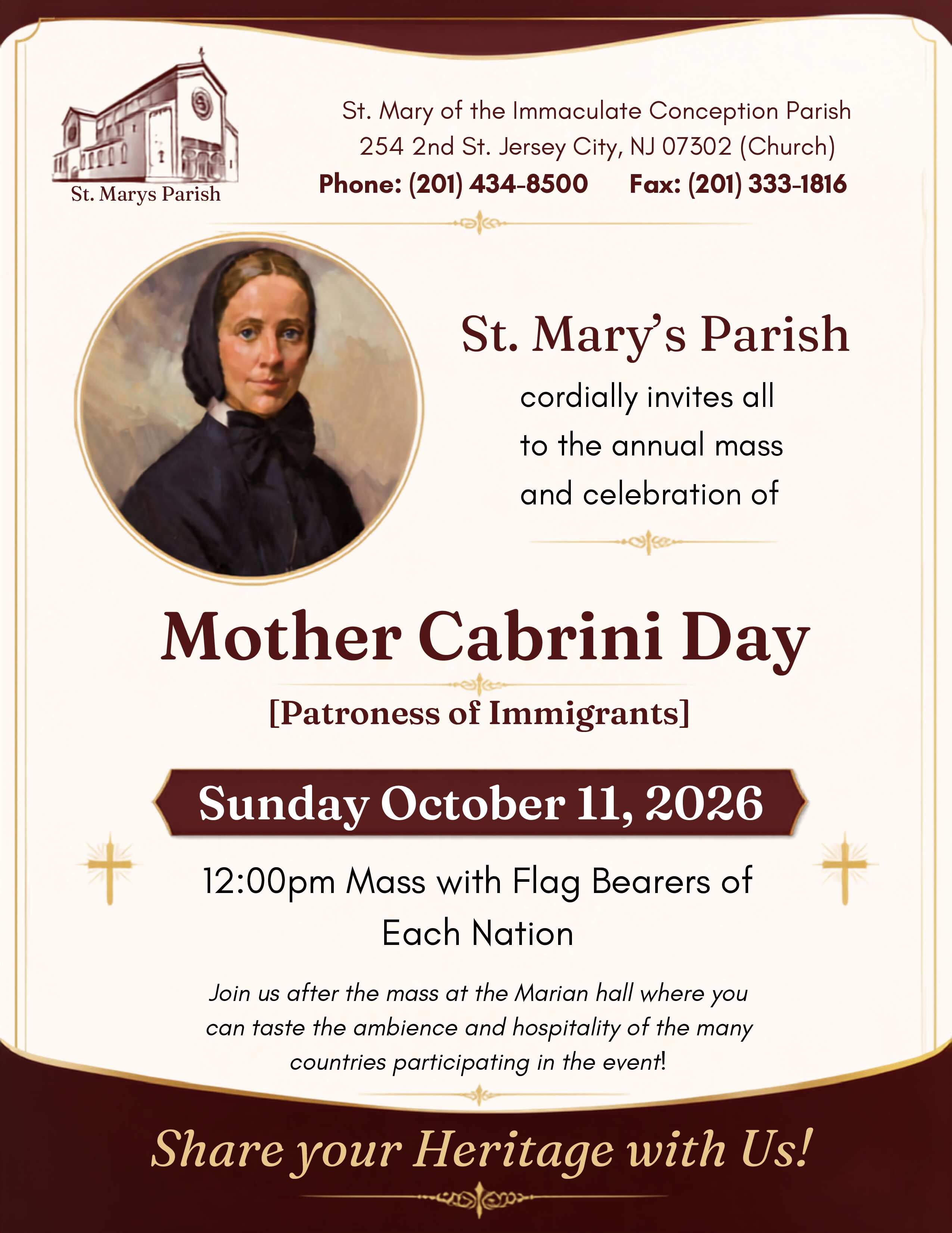 Mother Cabrini Flyer 2026